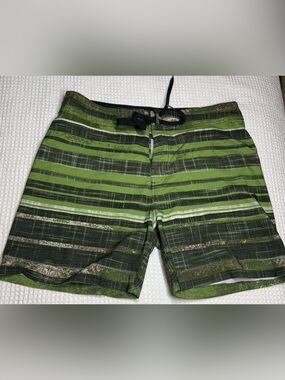 Prana Men's Green Striped Board Shorts